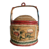 Straw basket, painted decoration, Indonesia