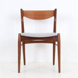 Chaise en teck Ærthøj Jensen & Mølholm entièrement restaurée avec un revêtement en feutre de laine / Design danois moderne du milieu du siècle / Années 1960