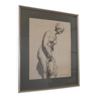 Ebba Von Wachenfeldt dessin au fusain d'une statue de femme | 1883