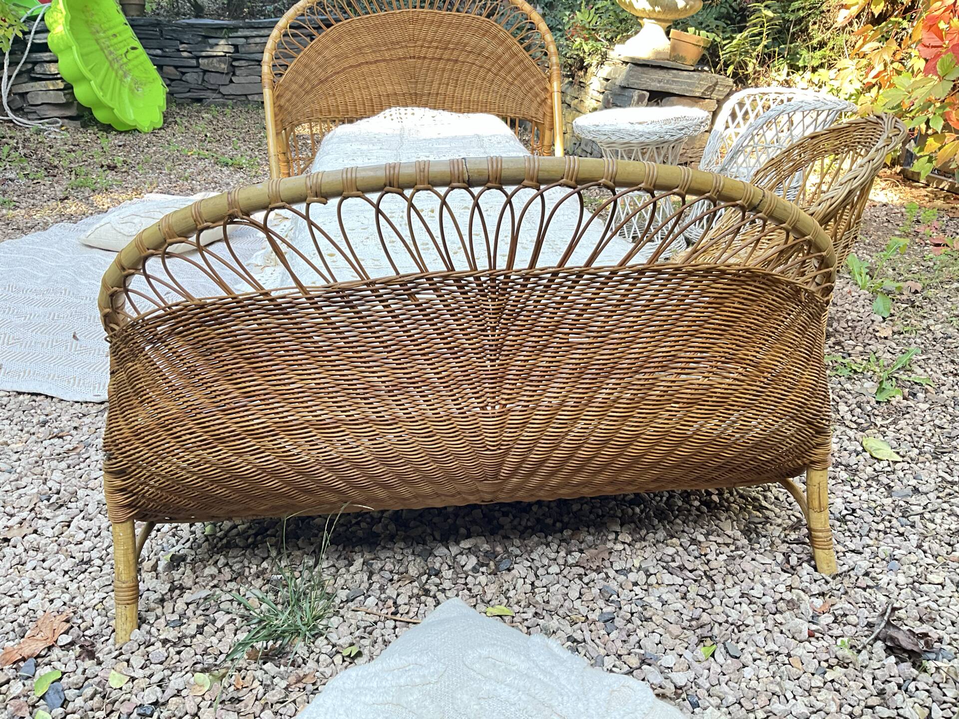 Vintage seventies rattan children's basket.