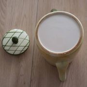 Vintage yellow and green ceramic coffee pot