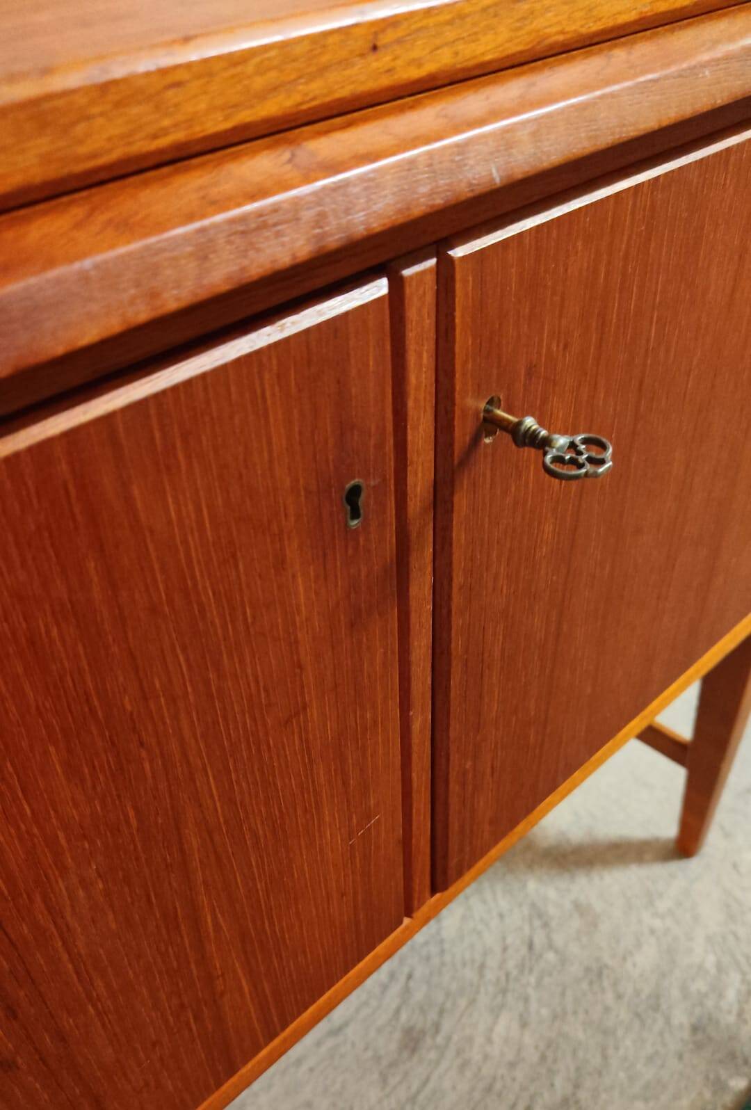 Vintage Scandinavian teak sideboard with writing surface, 1960s.