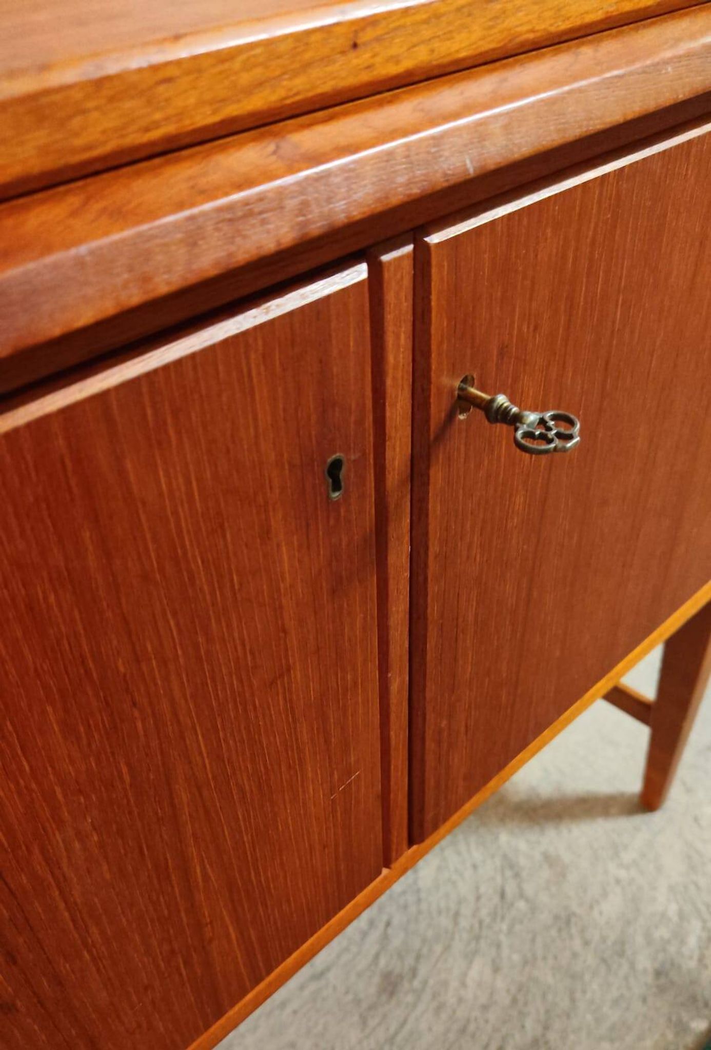 Vintage Scandinavian teak sideboard with writing surface, 1960s.