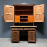 Antique painted pine desk or secretaire with wall unit from Germany late 1800s.