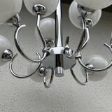 Chrome chandelier 9 opalines