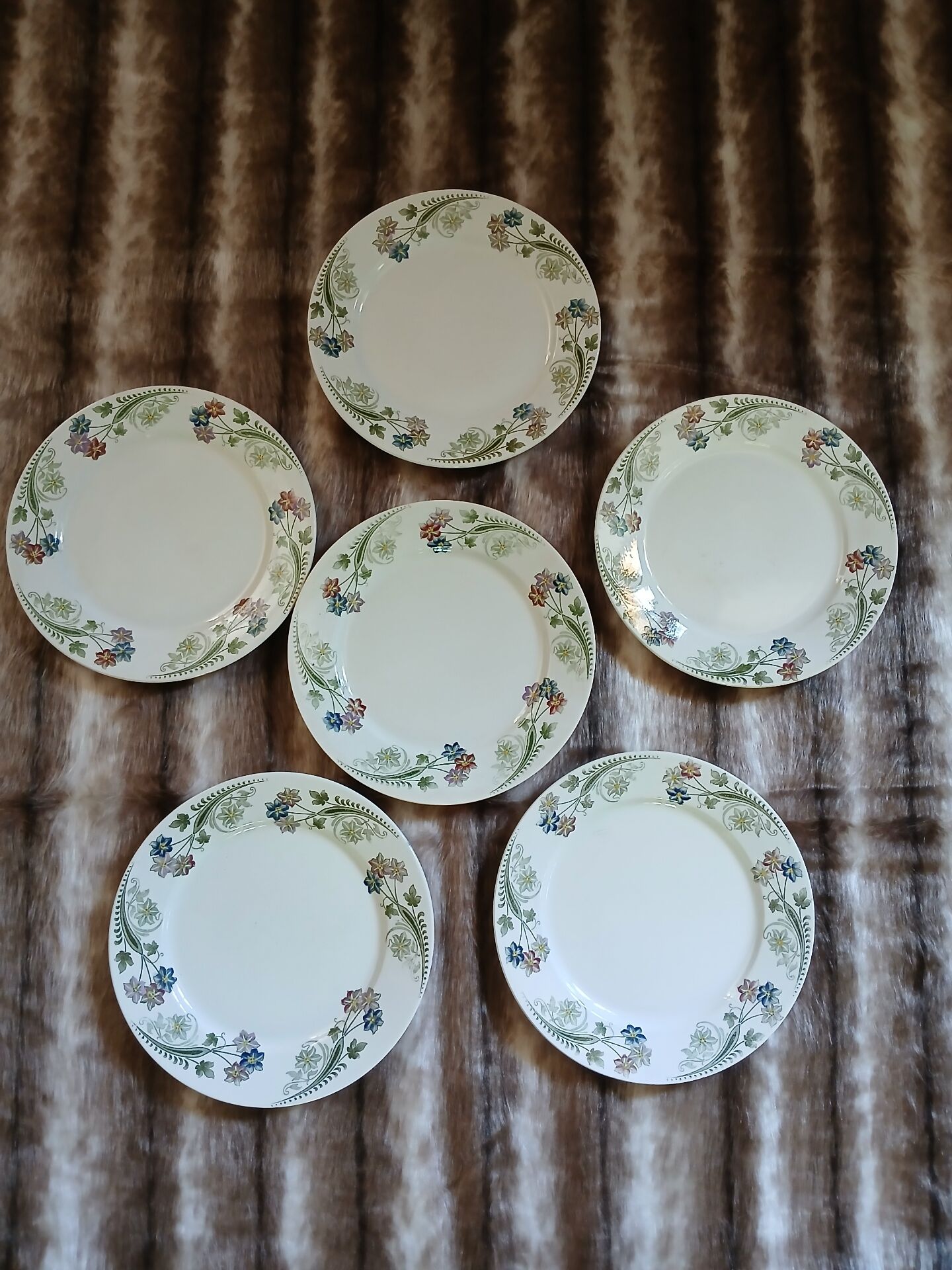 6 antique flat plates U&C Sarreguemines