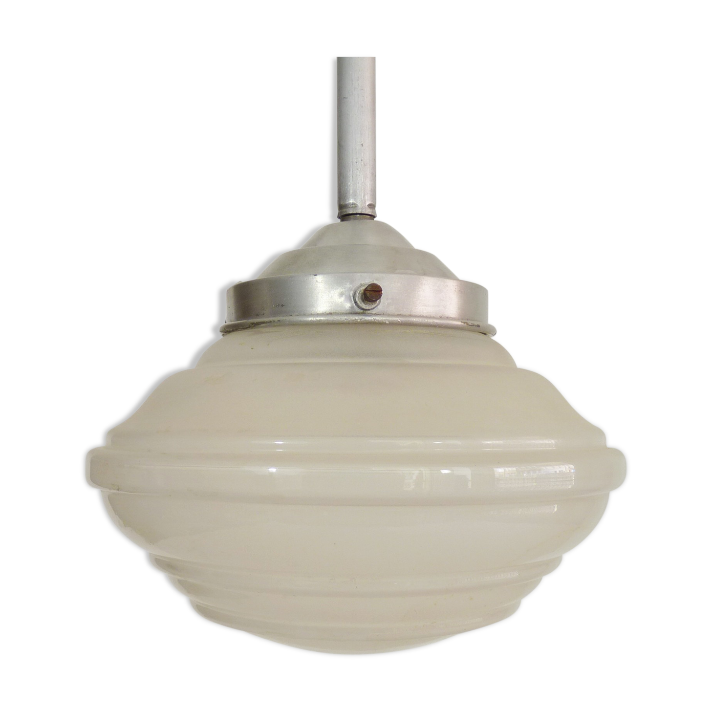 Glass hanging art deco ceiling light. aluminium structure