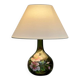 Blown glass lamp painted with a floral design, early 20th century.