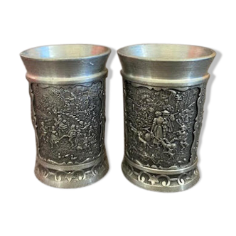 Glass cup tin sks zinn 95 pewter