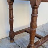 Antique 1900s Solid Oak Rustic Farmhouse Console Side Table