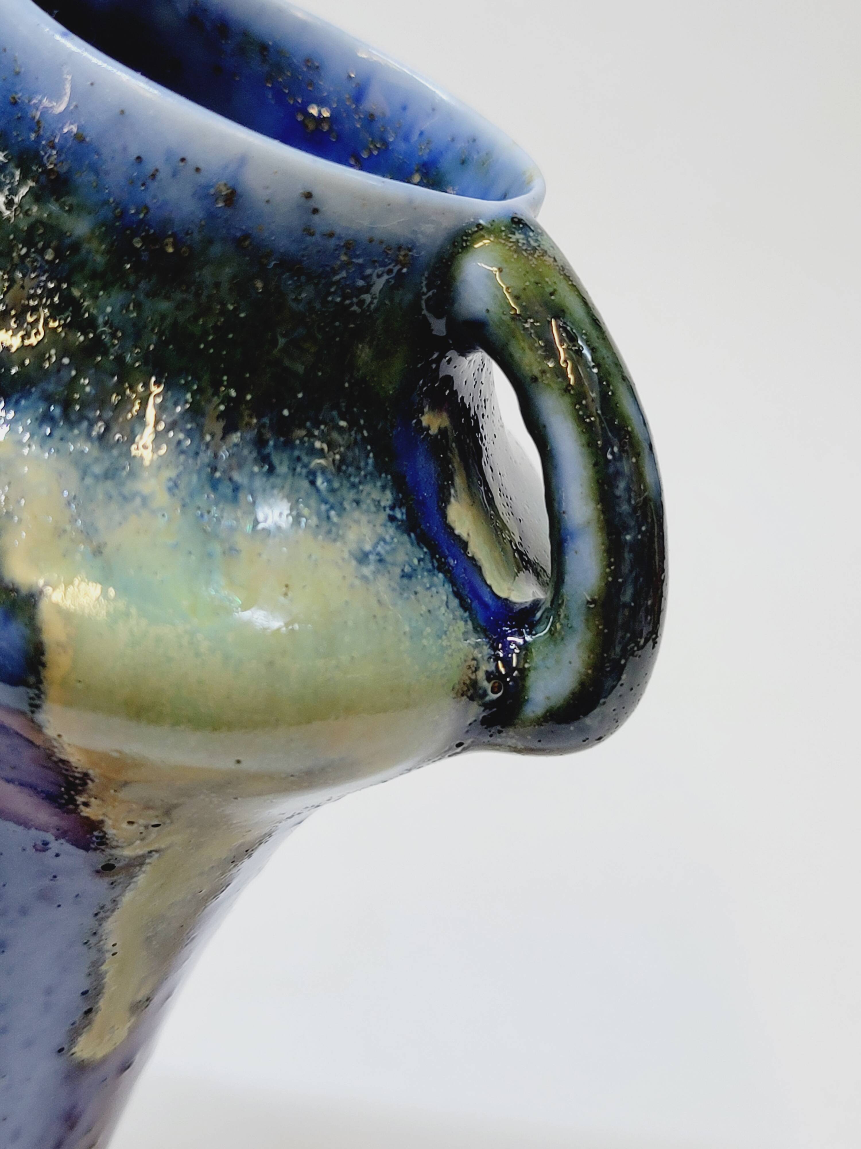 Antique Art Deco Blue Flemmé Stoneware Vase