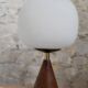 Small lamp in teak, opaline and brass year 60