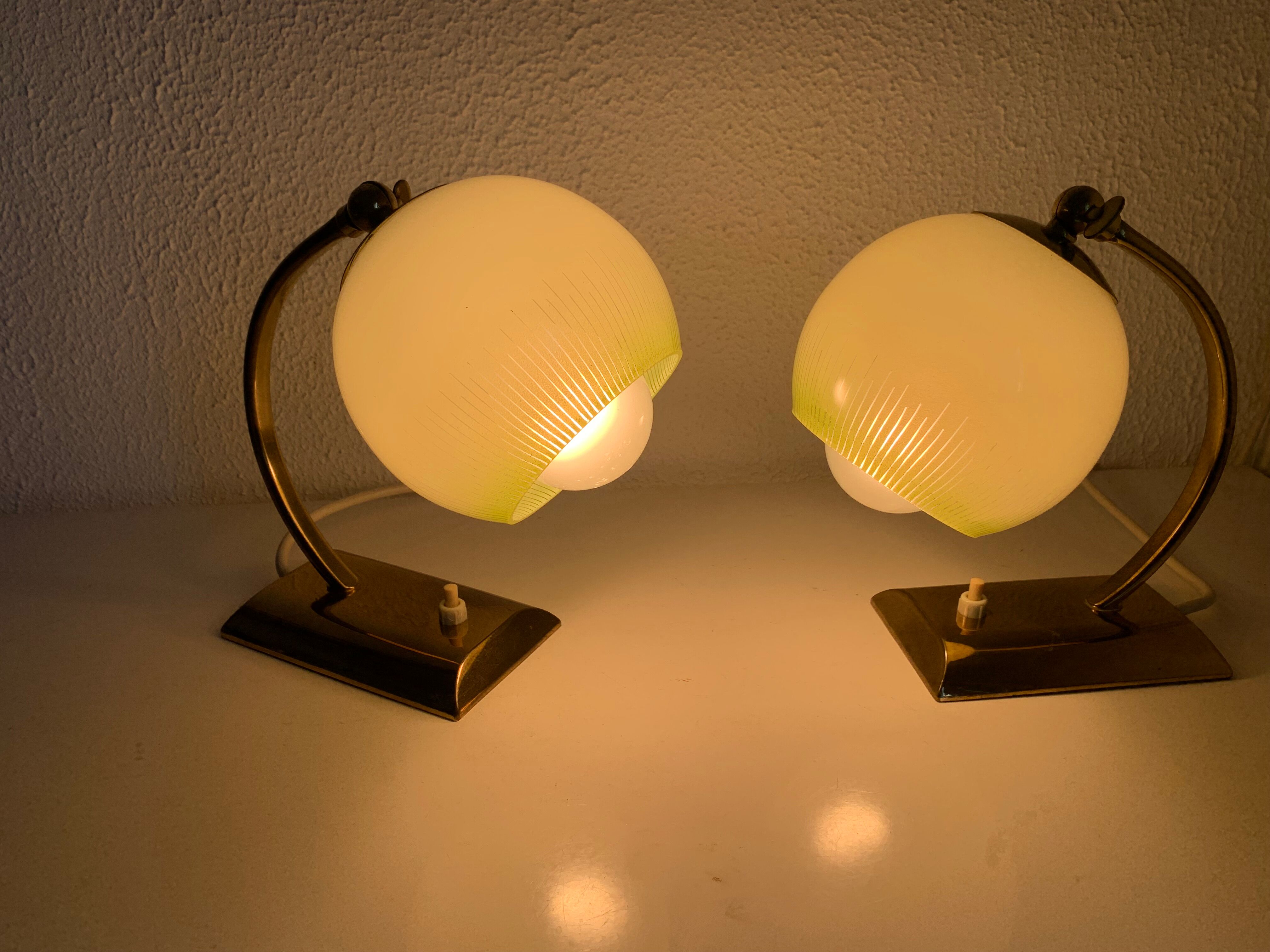 Pair vintage 1950 wall lamps bedside lamps gold - 21 cm