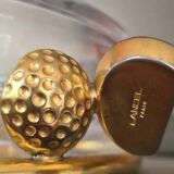 Lancel crystal ashtray with gold golf pattern