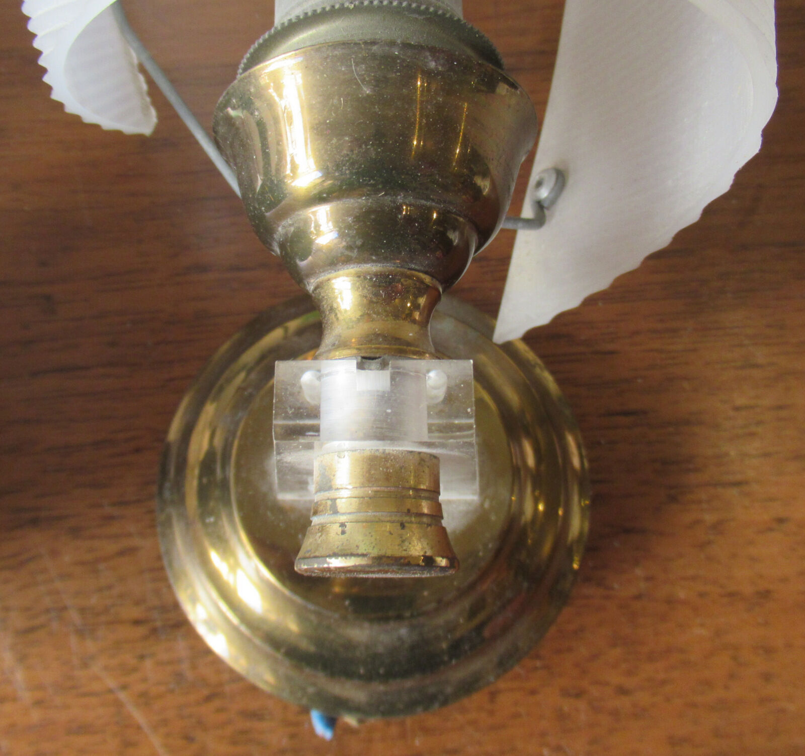 Pair of sconces, brass and plastic