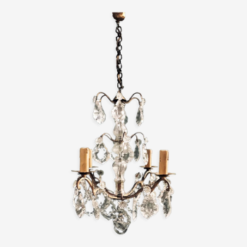 Old chandelier with tassels 4 branches 3 levels
