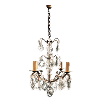 Old chandelier with tassels 4 branches 3 levels