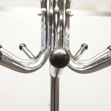 Parrot coat rack 16 hooks industrial in chromed metal and base + black balls 1960