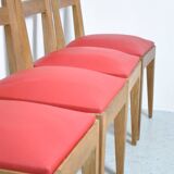 4 Chaises en chêne massif 1950