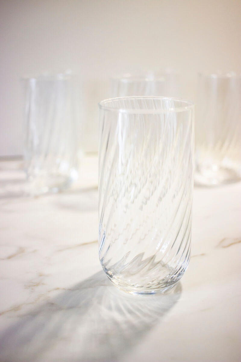 6 high ridged glasses