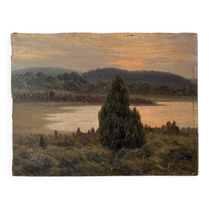 Huile sur panneau d'un - circa