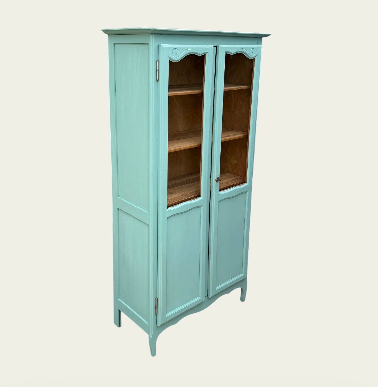 Vintage grey-green glass cabinet from the 1960s.