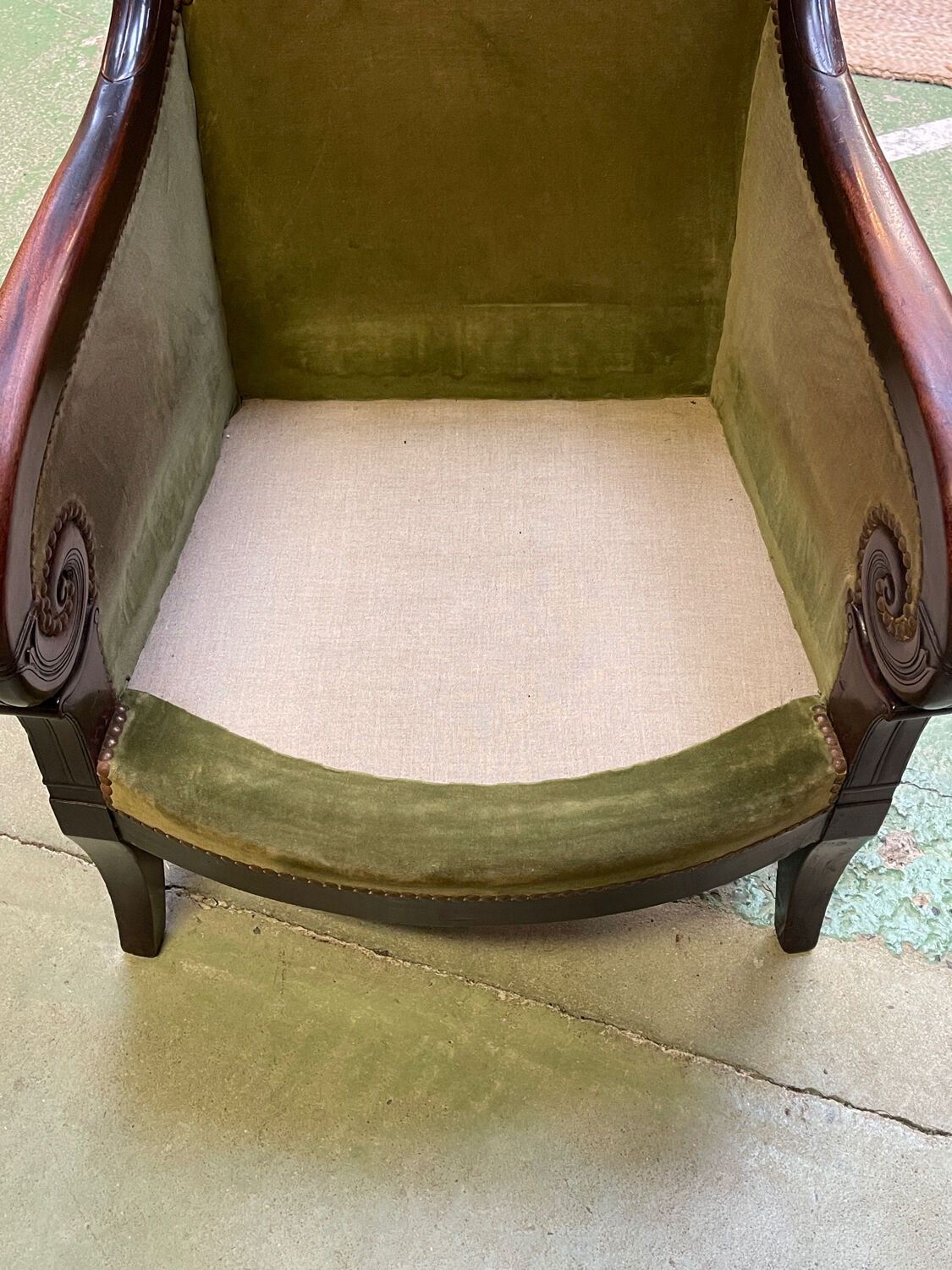 19th-century bergère in mahogany