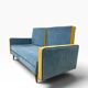 Vintage blue armchair/daybed/sofa bed with yellow accents.