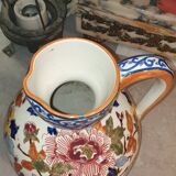 Gien earthenware pitcher peony decor.