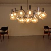 Large chromed spider Sputnik lamp with 24 hand-blown ice glass balls from Ott International, Germany, 1960s.