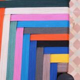 Moroccan stool in wood and multicolored nylon