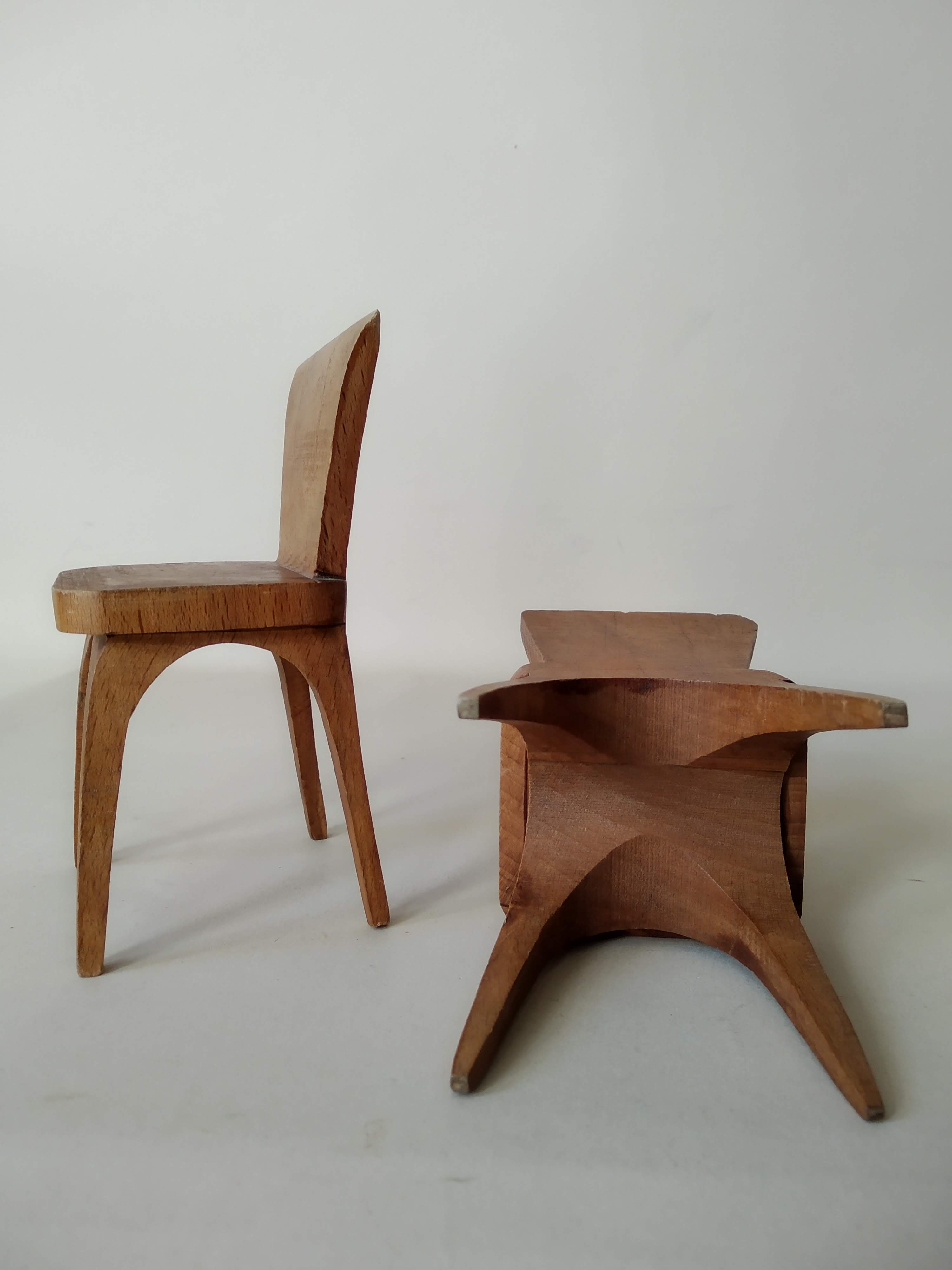 Miniature table and chairs vintage doll