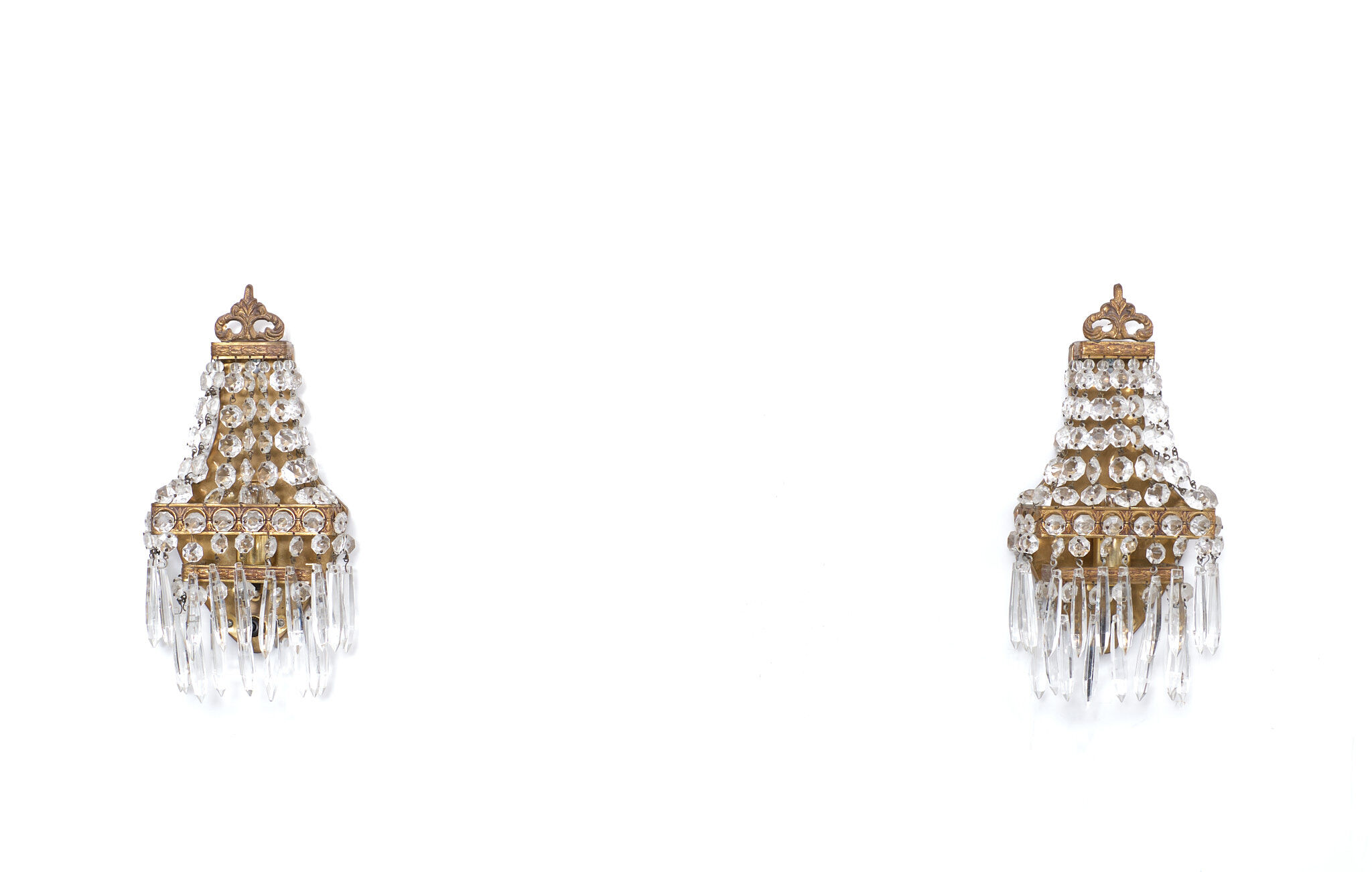 Pair of chrystal wall lights, 1950s, France