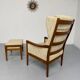 Vintage Casala wingback armchair with ottoman, 1970s design