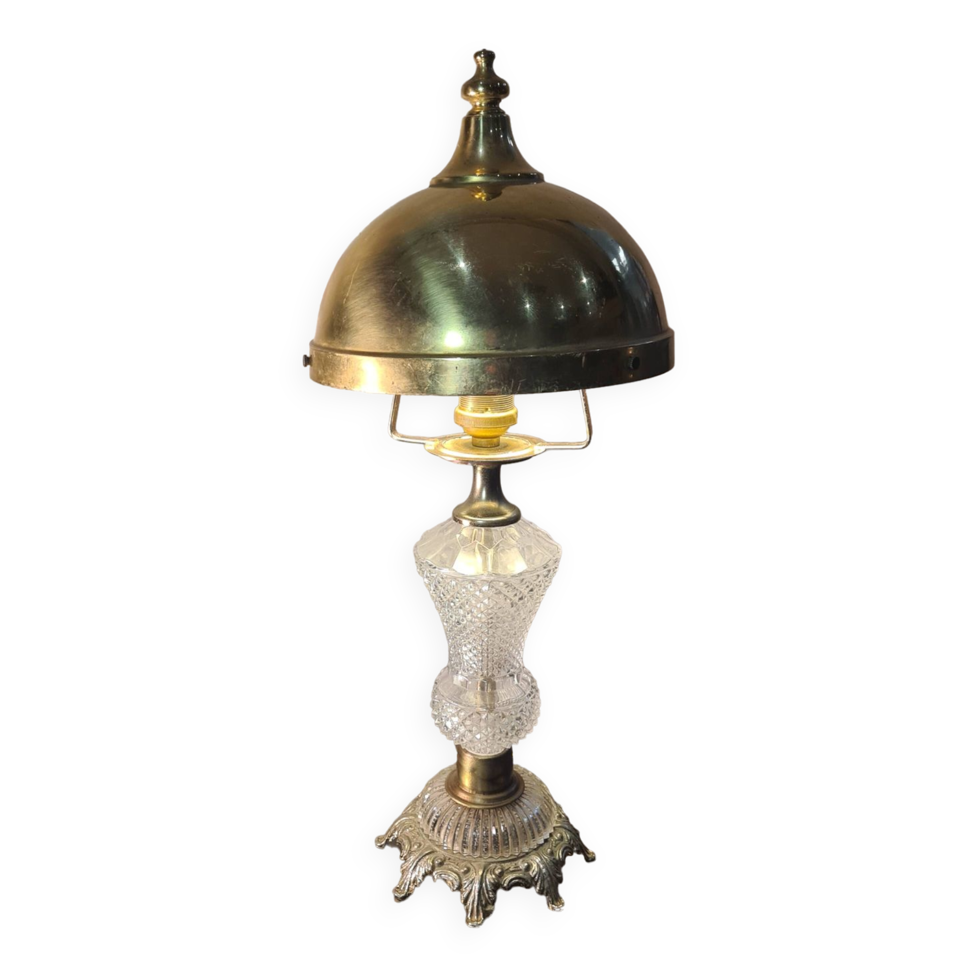 glass and brass lamp 1950 elec ok: 42x17, very good condition