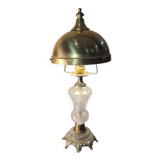 lampe verre et laiton 1950  elec ok  : 42x17 , tres bon etat