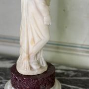 Alabaster sculpture, lady with a mask in the antique style, 19th century