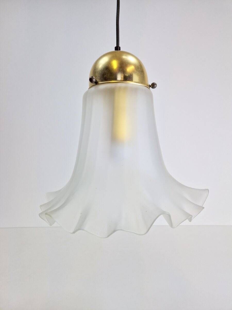 Vintage Glass & Brass Handkerchief Pendant Lamp from Peill & Putzler, 1960s