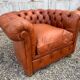 Salon canape and 2 chesterfield armchairs in vintage cognac leather from the 1970s