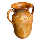 Vintage Beige Ceramic Handled Vase from the 1970s