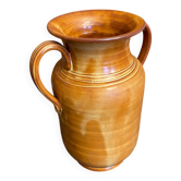 Vintage Beige Ceramic Handled Vase from the 1970s