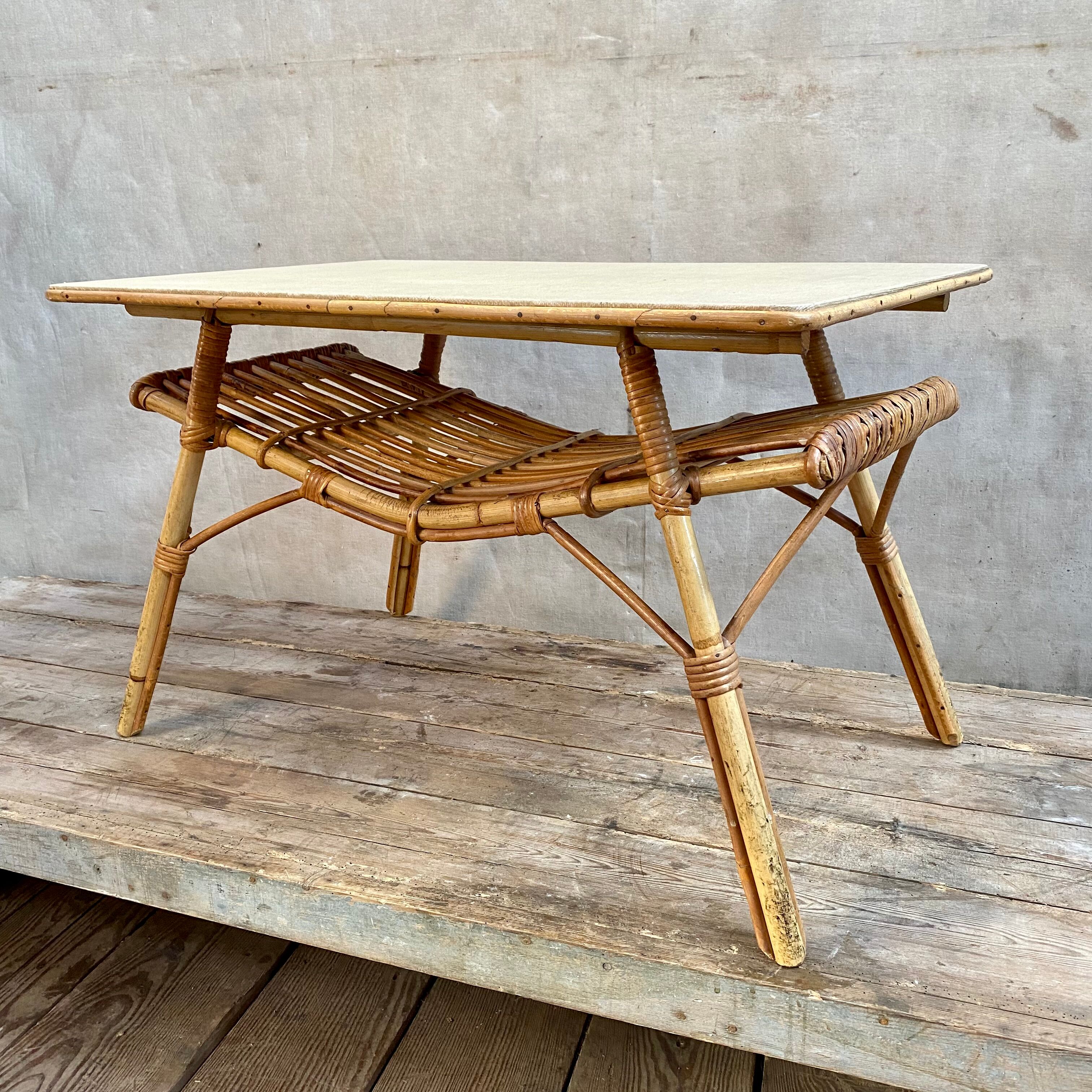 Vintage rattan coffee table