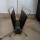 Vintage metal magazine rack in gold and black vinyl Newspaper holder