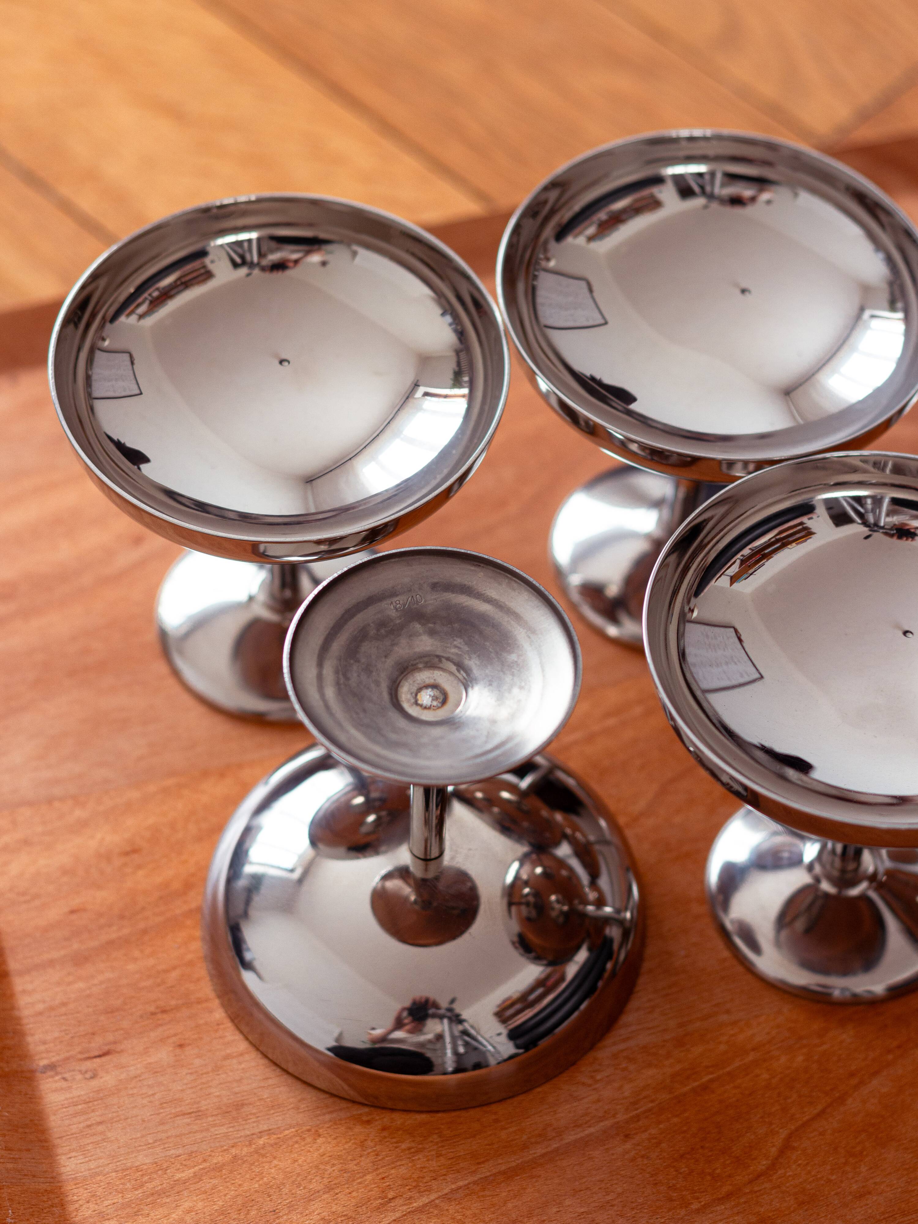 Set of six minimalist ice cream cups, Italy, 1970s