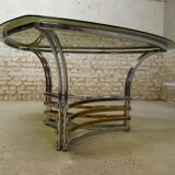 smoked glass & metal table, 1970