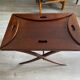 NAUTICAL STYLE FOLDING COFFEE TABLE WITH MAHOGANY BUTLER TOP