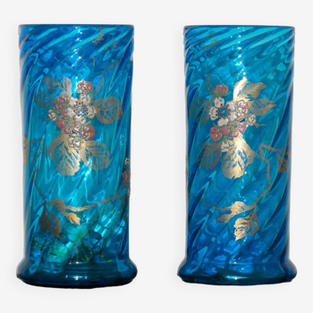 Pair of legras blue vases 36cm