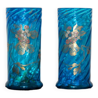 Paire de vases bleus legras 36cm