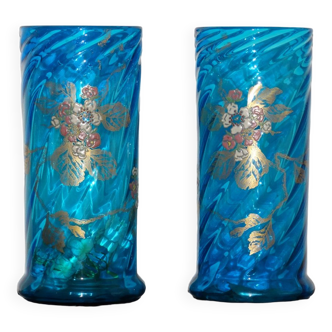 Pair of legras blue vases 36cm