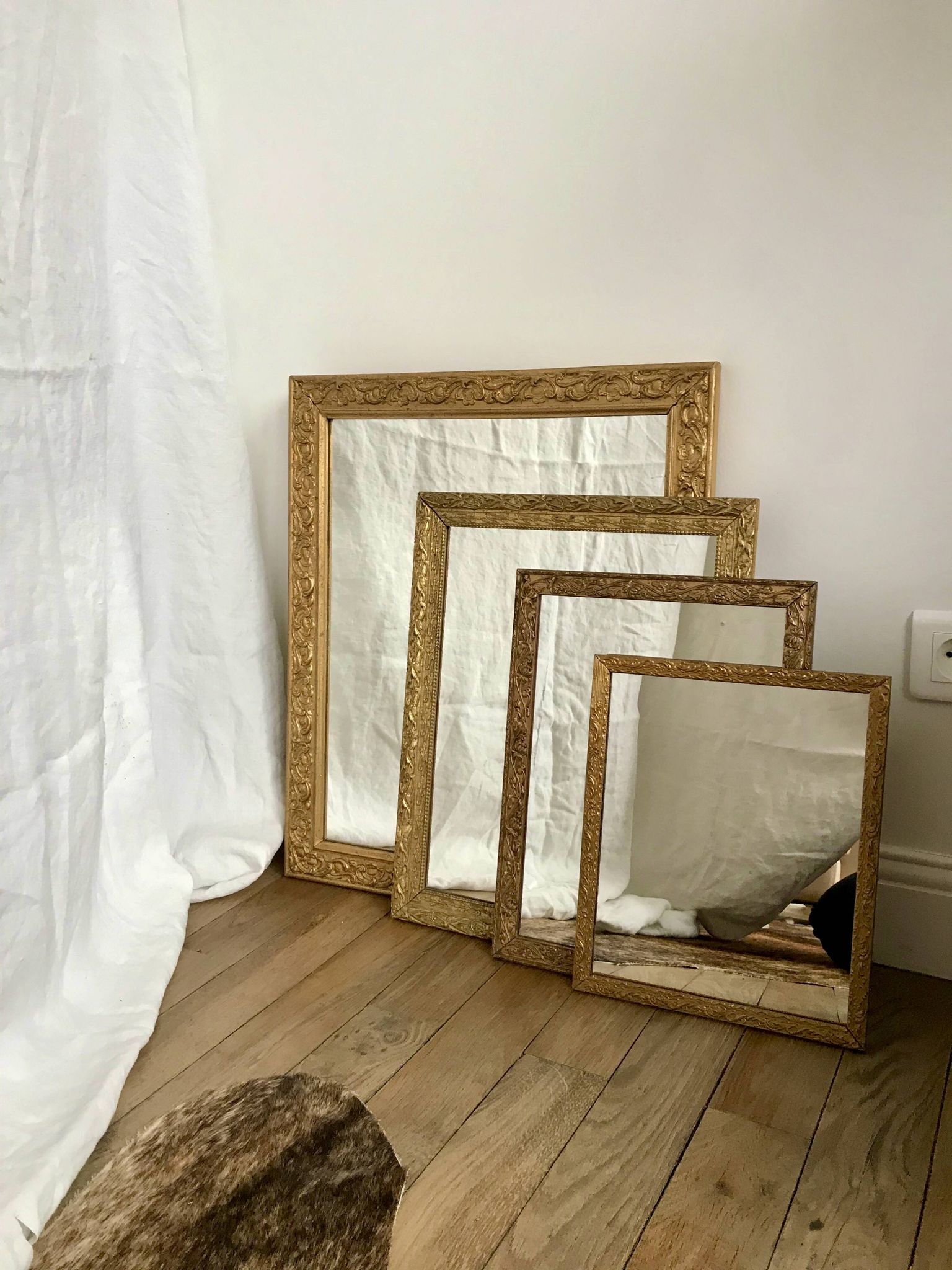 set of 4 mirrors in wood and gilded stucco early 20th century